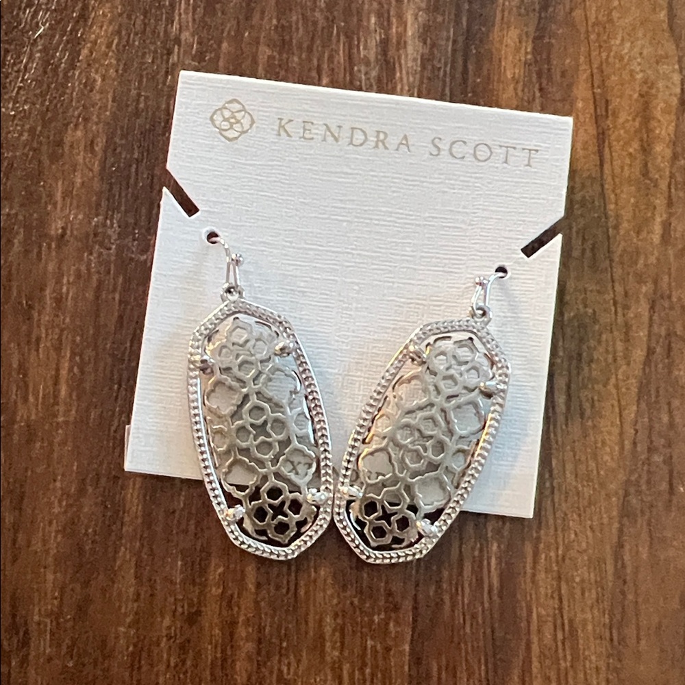 Kendra Scott Silver and Gray Drop Earrings
